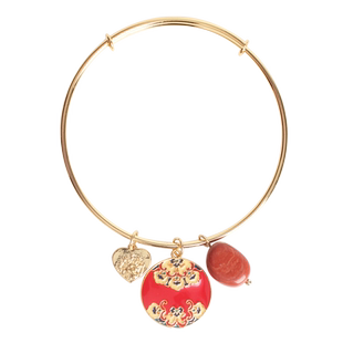 sumni/莎米尼2024新年礼物珐琅滴釉国风红色彩绘石坠可调节手镯女