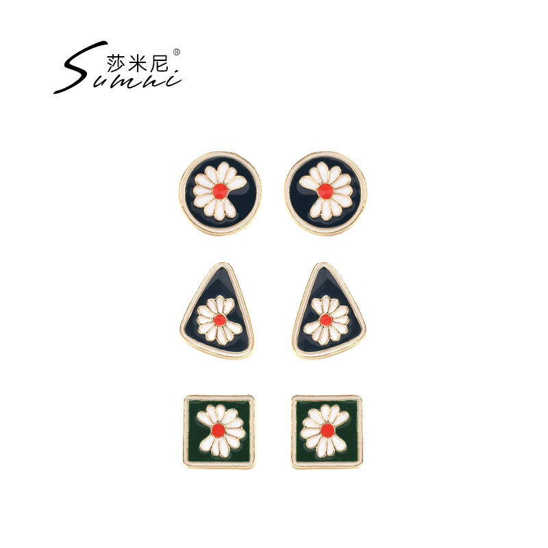 莎米尼新款复古风珐琅滴釉花朵