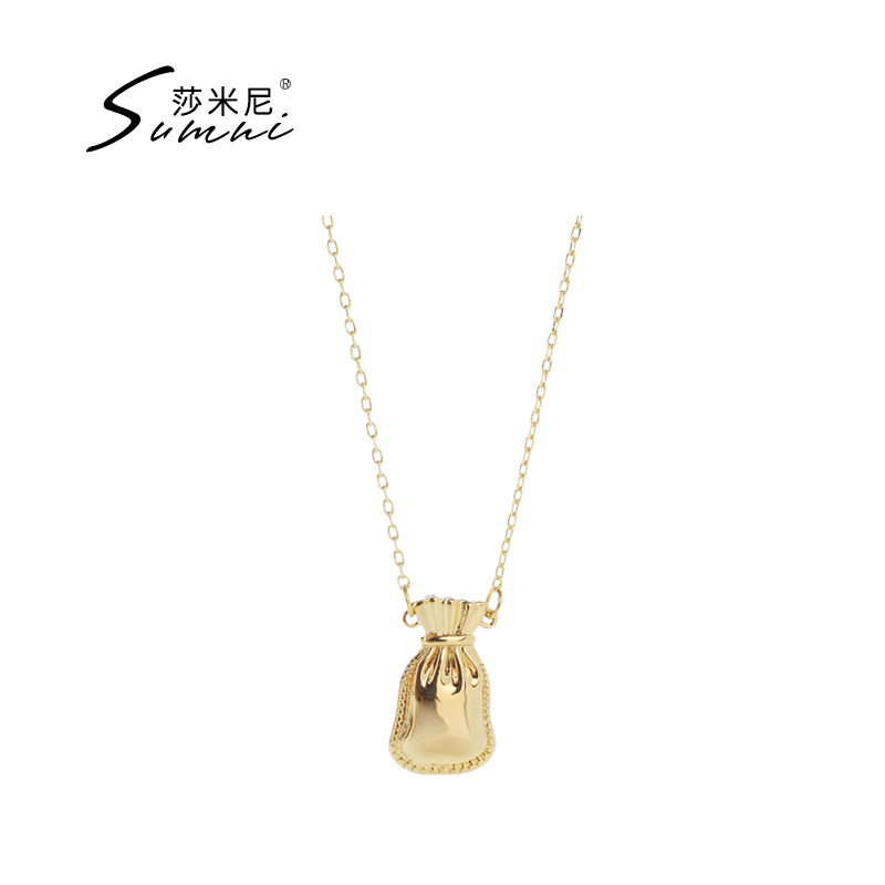 sumni/莎米尼欧美风时尚可爱口袋造型吊坠项链女18K包金
