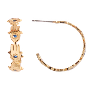 sumni/莎米尼百搭通勤简约法蒂玛之手18K包金耳钉耳圈女