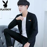 Áo len Playboy nam mùa xuân và mùa thu mỏng Áo len nam cổ chữ V Xu hướng Hàn Quốc Slim Slim Mặc áo khoác đan - Cặp đôi áo len áo khoác đôi