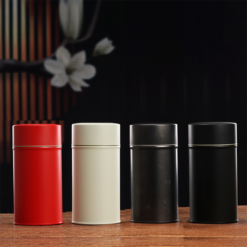 日式茶叶罐圆罐密封铁罐散茶罐