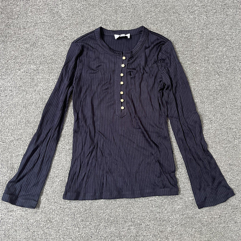 澳洲原单wt 针织高弹力修身纽扣装饰春秋款冰丝质感女长袖打底T恤,女装/女士精品,T恤,淘宝优惠券,粉丝福利购,淘宝优惠卷