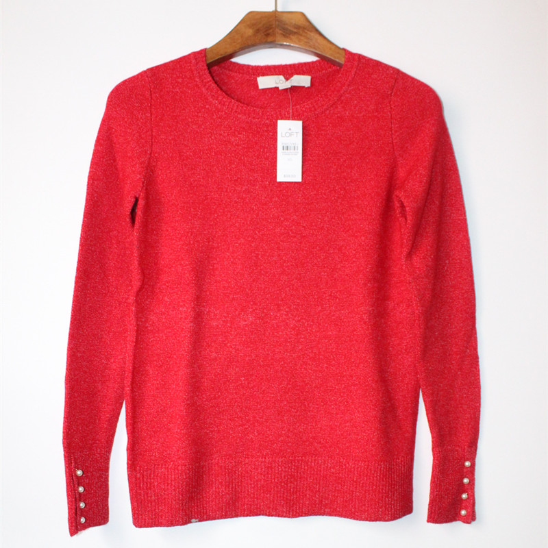 原单尾货金丝线镶嵌长袖针织上衣