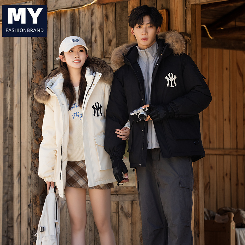 MY正品2024冬季新款情侣羽绒服短款大毛领男女同款长款外套加厚_MY品牌outlets店_男装-第4张图片-提都小院