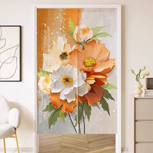 现代花卉轻奢棉门帘隔断帘客厅卧室卫生间装饰遮挡半帘高级感花店