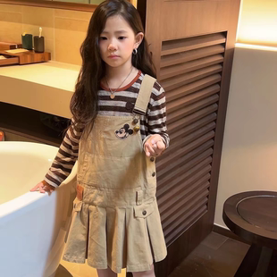 美妞  女童洋气初秋款背带裙连衣裙2026秋季新款童装 俏皮感