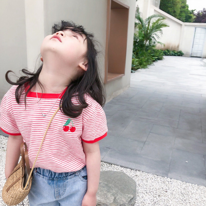 短袖T彡酱短袖条纹夏季女童装
