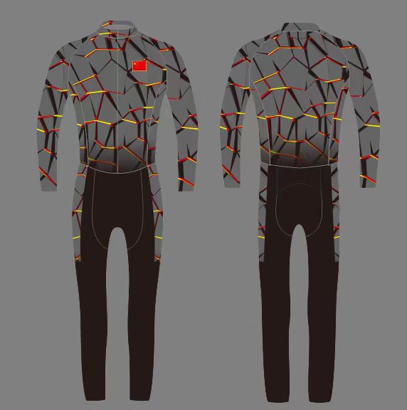 儿童滑冰服极客狮新款连体速滑服