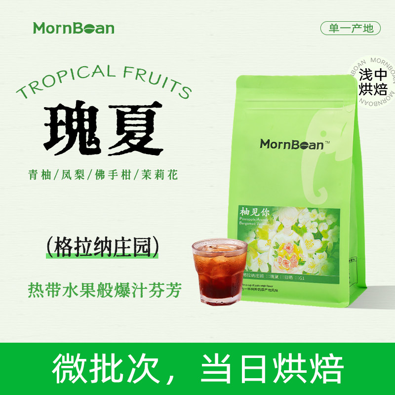 MornBean柚见你瑰夏格拉纳日晒埃塞俄比亚纯优质精品手冲咖啡豆粉