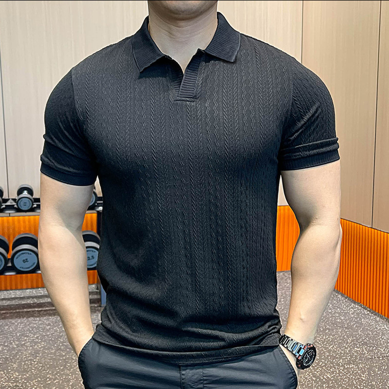 复古菱格提花针织翻领POLO衫短袖T恤男士夏季新款商务休闲半袖,运动服/休闲服装,运动POLO衫,淘宝优惠券,粉丝福利购,淘宝优惠卷