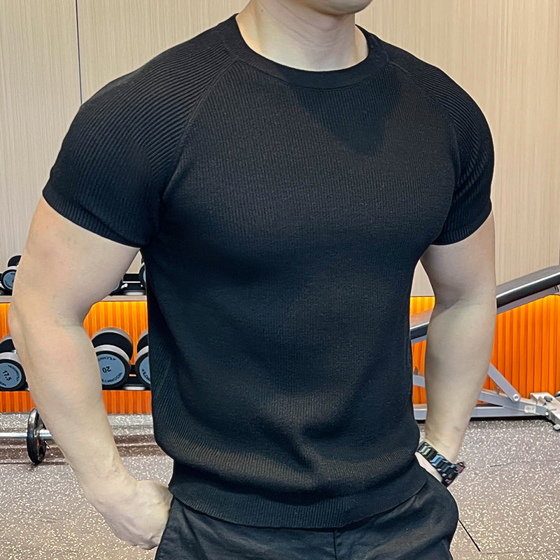 新款高定老钱风小领口短袖男士纯色棉感休闲复古打底针织衫春夏,运动服/休闲服装,运动POLO衫,淘宝优惠券,粉丝福利购,淘宝优惠卷