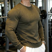 男春秋慵懒风基础百搭毛衣保暖轻熟 纯色落肩圆领针织衫 新款 男士