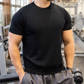 男士 跑步运动健身短袖 T恤上衣宽松运动休闲上衣显肌肉男