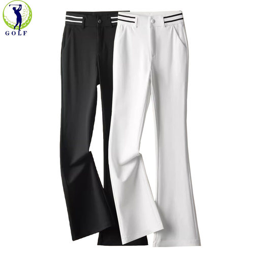 高尔夫衣服女长裤春夏大码微喇叭裤子修身高腰显瘦弹力垂感阔腿裤