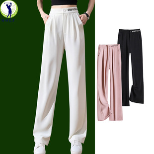 抗皱坠感golf球裤 透气显瘦阔腿裤 子女高腰弹力速干长裤 高尔夫裤