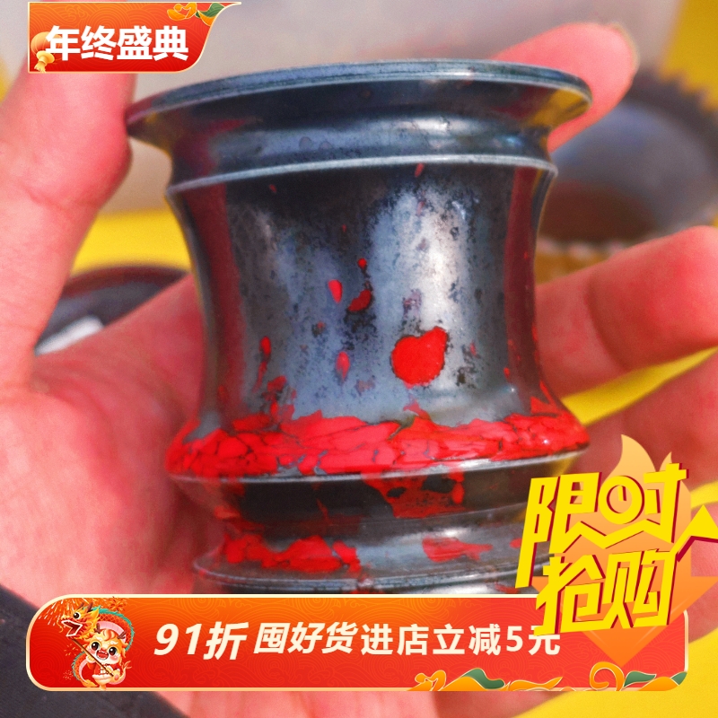 素八九迷你小茶杯型手作电镀金属釉仙人球块根龙舌兰陶瓷多肉花盆