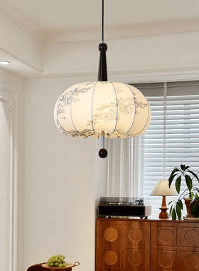 大园新中餐厅吊灯个性卧室织物南瓜形状田园温馨餐桌吊灯002J