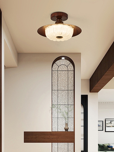 全新中式风格Led护眼入口通道吸顶灯法式覆古胡桃木厨房阳台实木