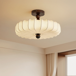 大观园法式 中古风卧室吸顶灯创意南瓜布艺复古书房卧室护眼灯274Q