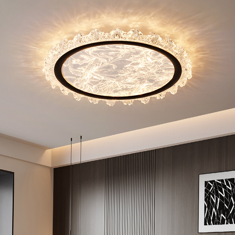 意式极简轻奢风卧室吸顶灯云雾水晶浪花新款主书房间灯具中山697K