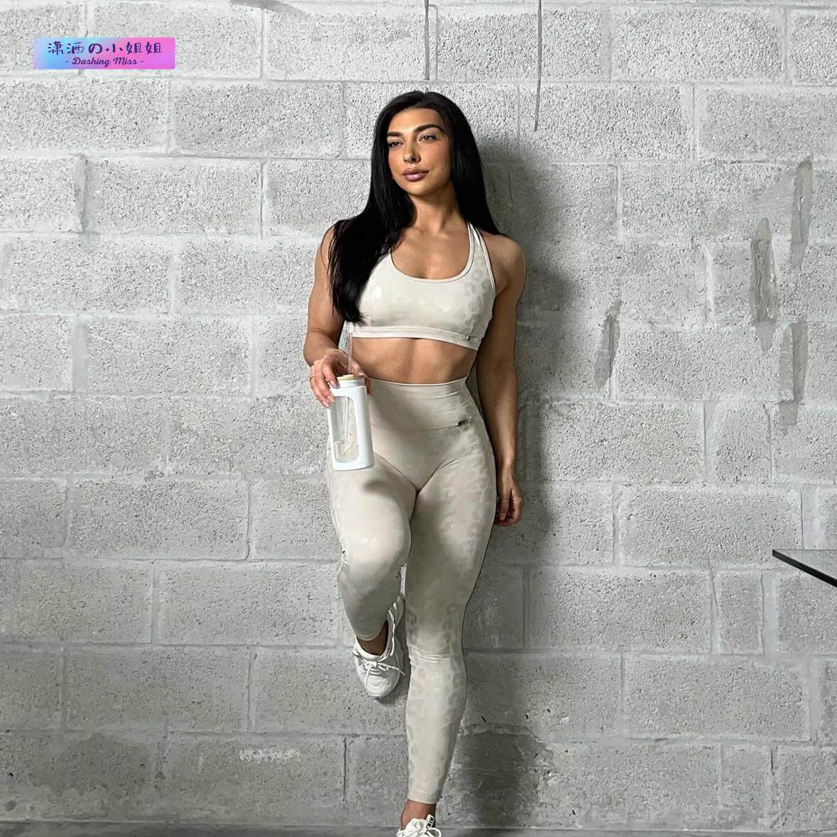 豹纹闪bombshell健身套装