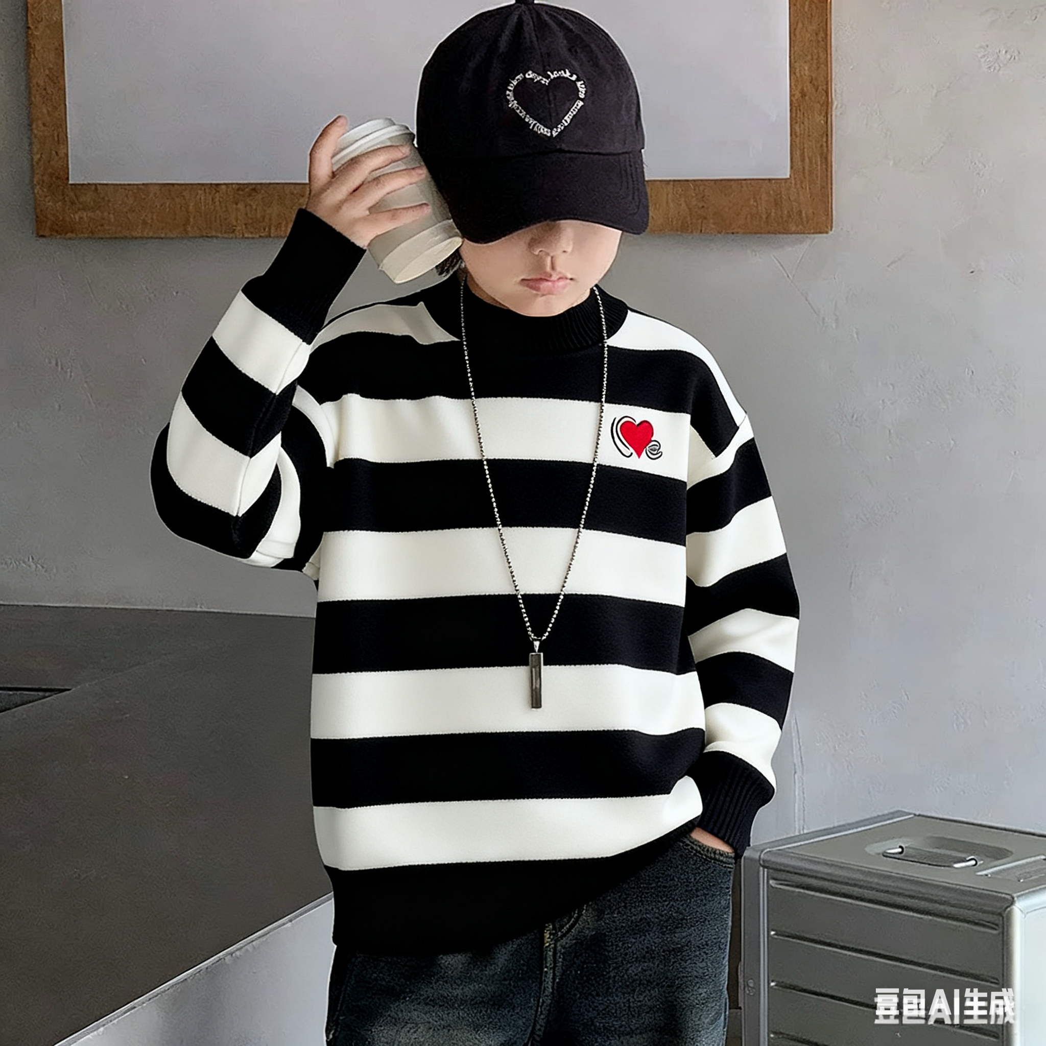 M标笑脸款加绒卫裤12345