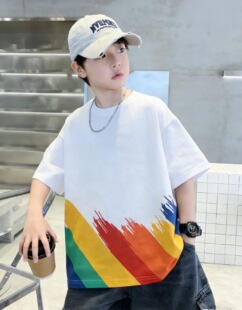 彩虹款亲子款短袖图一图二随机发