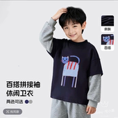 涂鸦猫假两件打底卫衣