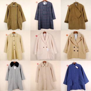 羊毛呢子大衣女大码 日本制复古着vintage冬装 宽松粗呢花毛呢外套