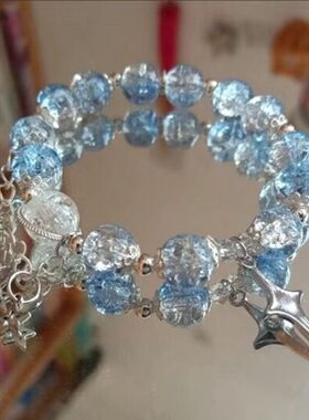 超仙森系中式渐变爆花玻璃串珠手链女潮送闺蜜百搭简约轻奢手饰