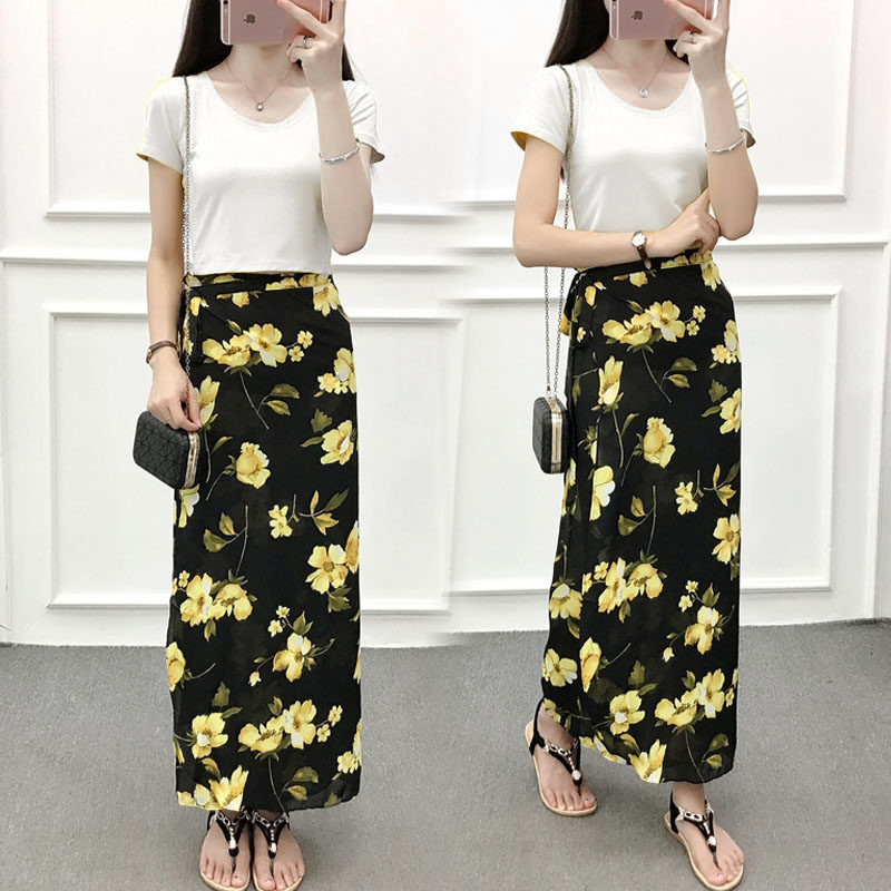 Thailand Maxi dress suit fashion Chiffon Broken flowers Single chip Travel? Seaside on vacation Body longuettein the Women's clothing/Boutique , Skirts  category - from Buy2taobao.com to provide professional Taobao agent buy service