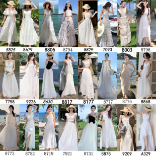 三亚旅游穿搭拍照衣服白色吊带裙2025新款 气质超仙女小礼服连衣裙