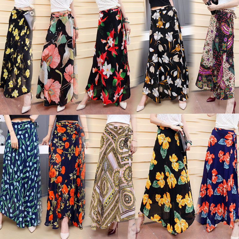 Thailand Bohemia Seaside on vacation Single chip Wrap Dress Ethnic style printing Chiffon Sandy beach skirt longuettein the Women's clothing/Boutique , Skirts  category - from Buy2taobao.com to provide professional Taobao agent buy service