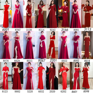 大红色合唱表演礼服女中国风高端走秀旗袍颁奖开业礼仪迎宾连衣裙