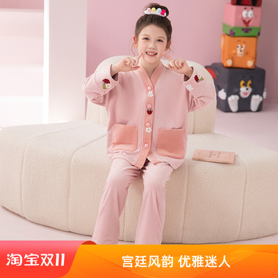 女童冬季加绒海岛绒珊瑚绒家居服