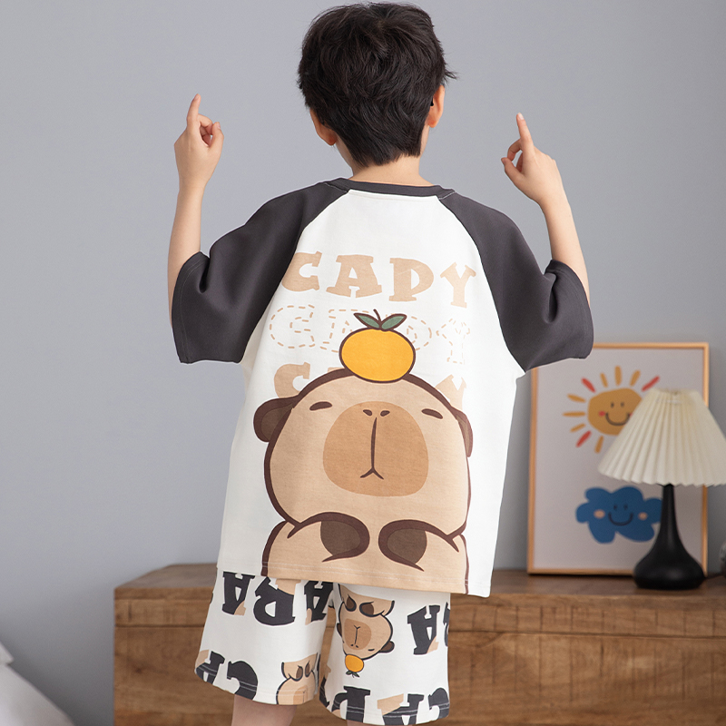 儿童睡衣夏季短袖薄款家居服套装