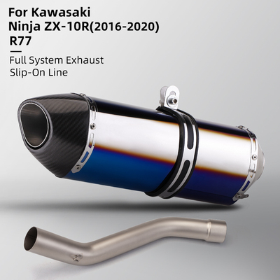 摩托车排气改装 ZX10R不锈钢去鼓中段 R77吉村四角碳纤尾 16-20年