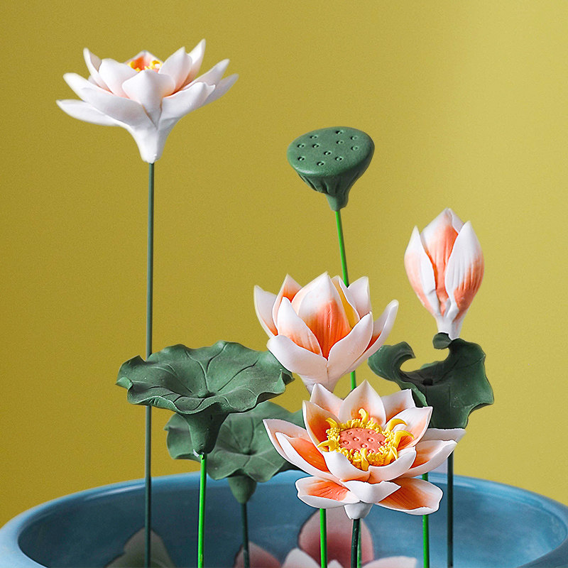陶瓷手捏瓷花牡丹中式艺术荷花摆件家居室内装饰品酒店花瓶插花卉,家居饰品,仿真花/假花,淘宝优惠券,粉丝福利购,淘宝优惠卷