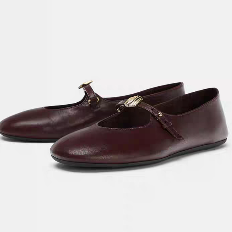 西班牙2026春季新品圆头浅口休闲女鞋金属系可调节搭扣拉带芭蕾鞋,女鞋,时尚芭蕾鞋,淘宝优惠券,粉丝福利购,淘宝优惠卷