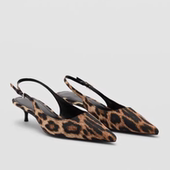 马毛豹纹后绊带包头轻熟单鞋 豹纹尖头细跟凉鞋 新品 西班牙2025春季