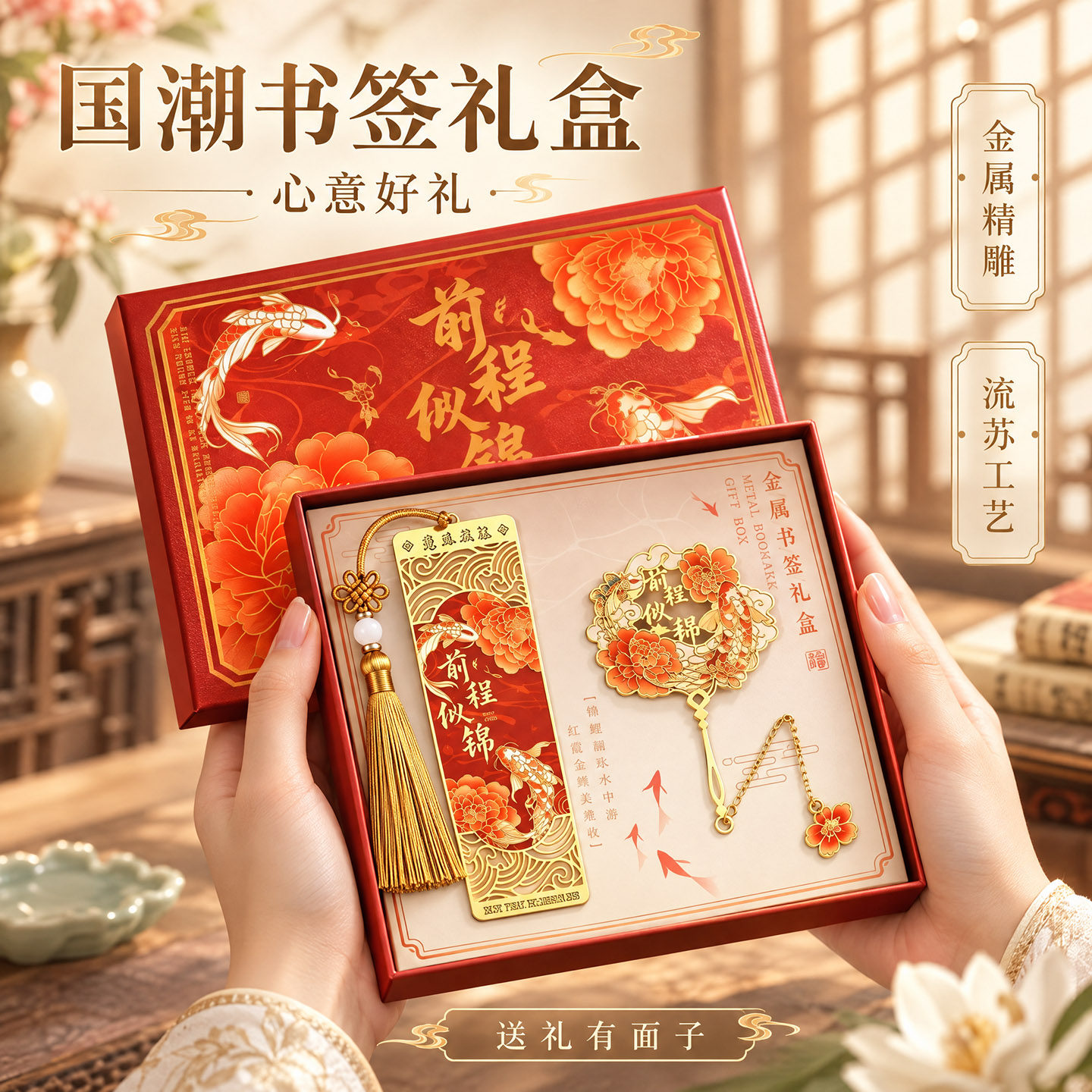 文创古典中国风金属书签礼盒套装高档精致高级感精美复古创意高颜值送老师奖励初中小学生儿童伴手礼生日礼物