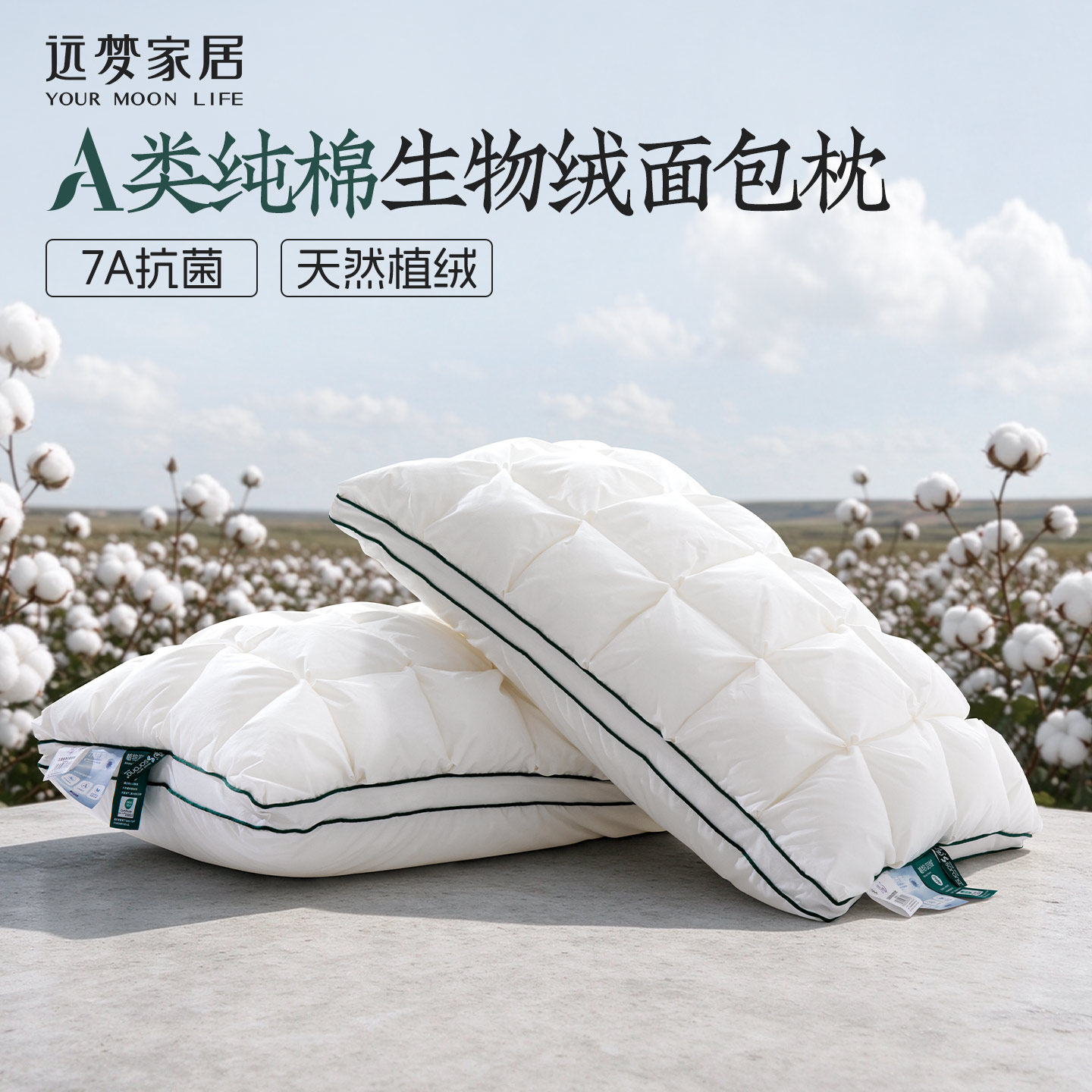 远梦家纺枕头纯棉五星级酒店枕芯植物羽绒7A抗菌护颈枕家用面包枕