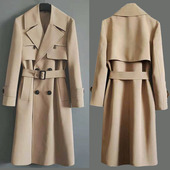 设计感风衣男长度过膝盖位置英伦帅气加肥加大宽松大码 外套