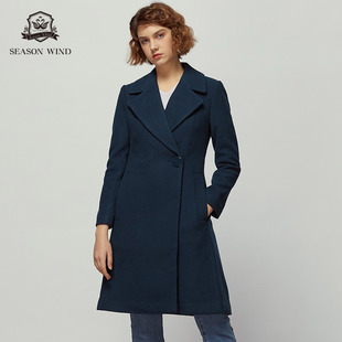 领羊毛呢大衣外套女8643DA203 西装 季 候风通勤简约高腰加厚中长款