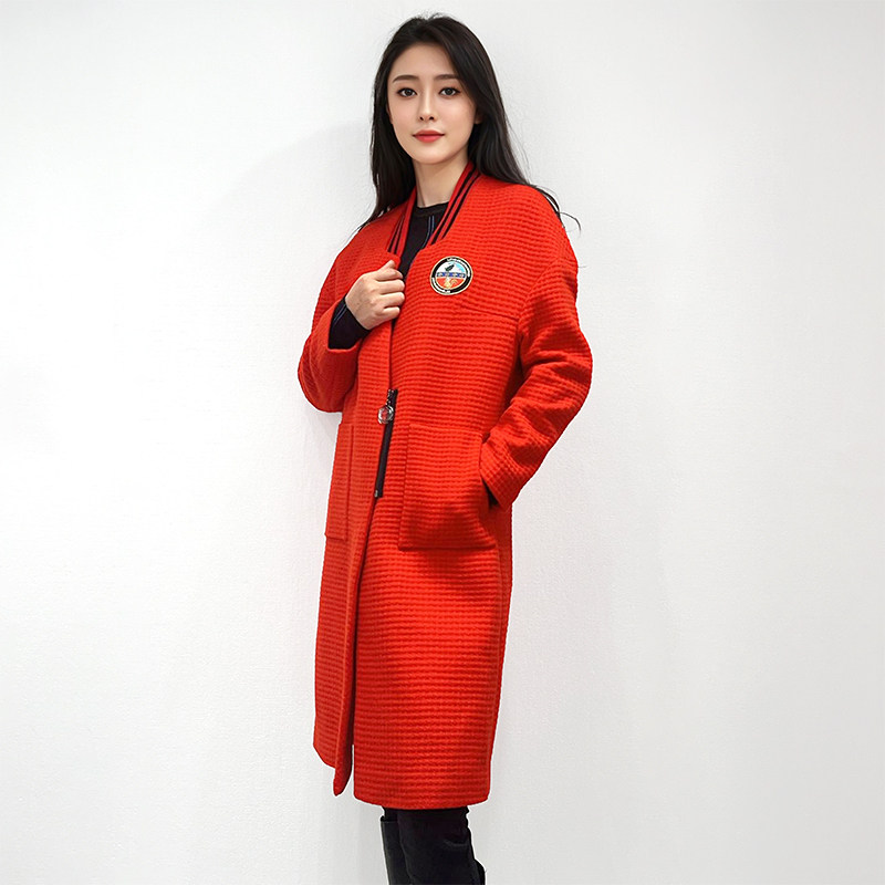 季候风冬季时尚通勤修身显瘦加厚保暖羊毛粗花呢大衣外套女DA232