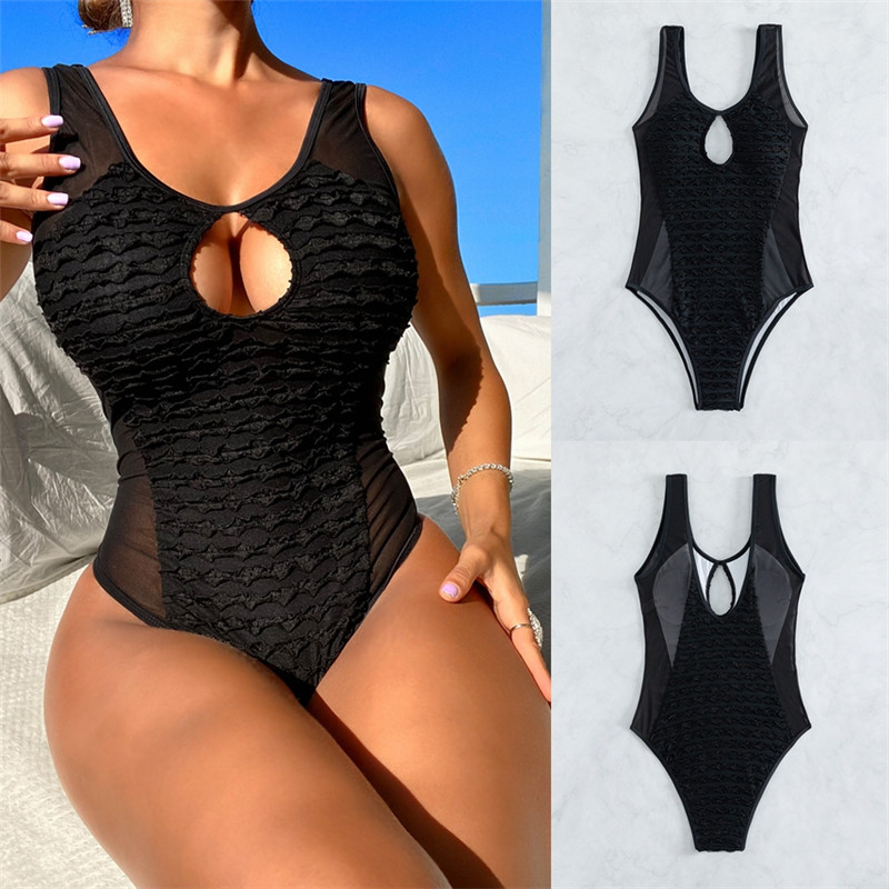 网纱镂空女士连体泳衣性感比基尼
