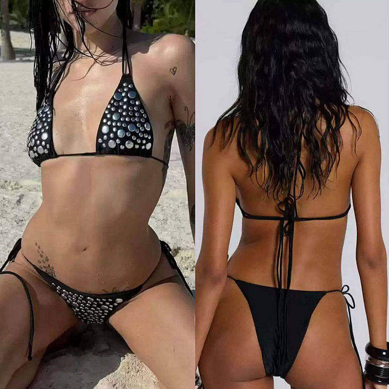 2026年新款欧美两件套泳装亮片性感比基尼女士分体泳衣沙滩游泳衣