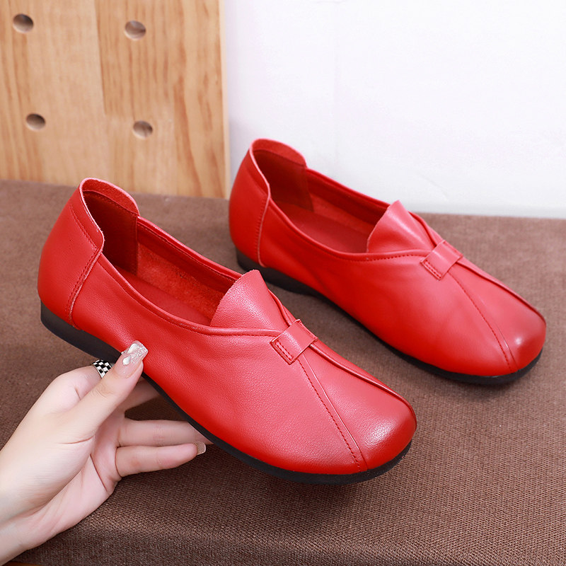 牛皮牛筋底软底妈妈鞋中老年舒适春秋款真皮女鞋软皮鞋子平底单鞋,女鞋,乐福鞋（豆豆鞋）,淘宝优惠券,粉丝福利购,淘宝优惠卷