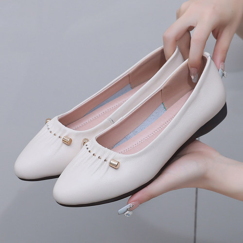 软皮软底真皮女鞋平底单鞋豆豆鞋